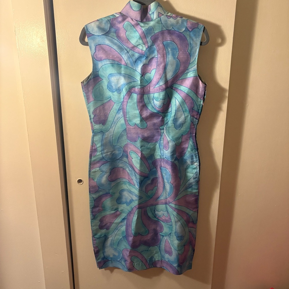 Vintage Blue and Purple Midi Dress - Picture 3 of 4